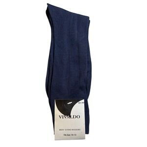 Vintage Vivaldo Dress Socks Men Size 10-13 Navy Blue New Ribbed Fine Hosiery